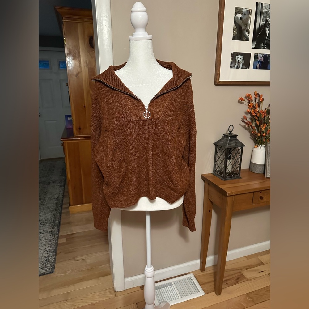 Brown Half-Zip Sweater